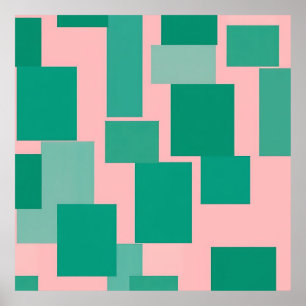 Teal Rosa Farbmuster Modern Abstract Poster