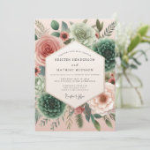 Teal Rose Bloom Hochzeit Einladung (Stehend Vorderseite)