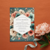 Teal Rose Enchanted Romance Wedding Einladung