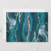 Teal Rose Gold Agate Blush Horizontal Wedding Einladung (Rückseite)
