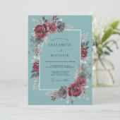 Teal Rose Herbsthochzeit Einladung (Stehend Vorderseite)