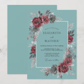 Teal Rose Herbsthochzeit Einladung (Vorne/Hinten)