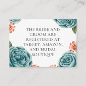 Teal Rose & Orange Daisy Wedding Registry Begleitkarte (Rückseite)