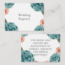 Teal Rose & Orange Daisy Wedding Registry Begleitkarte