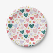 Teal & Rose Watercolor Romance Pattern Pappteller (Vorderseite)