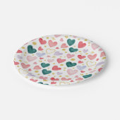 Teal & Rose Watercolor Romance Pattern Pappteller (Schrägansicht)