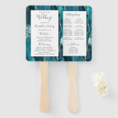 Teal-Roségold-Achat-Weißes Hochzeitsprogramm Fächer (Vorne und Hinten)
