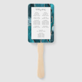 Teal-Roségold-Achat-Weißes Hochzeitsprogramm Fächer (Rückseite)