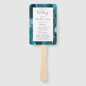 Teal-Roségold-Achat-Weißes Hochzeitsprogramm Fächer (Vorderseite)