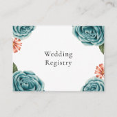 Teal-Rosen- und Orange-Daisy-Hochzeitsregister Begleitkarte (Vorderseite)