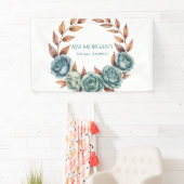 Teal Roses and Copper Leaves Bridal Shower Banner (Insitu)