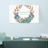 Teal Roses and Copper Leaves Bridal Shower Banner (Messeveranstaltung)