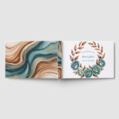Teal Roses and Copper Leaves Wedding Gästebuch (Voll)