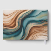 Teal Roses and Copper Leaves Wedding Gästebuch (Rückseite)