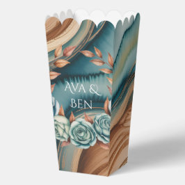 Teal Roses and Copper Leaves Wedding Geschenkschachtel