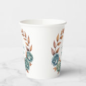 Teal Roses and Copper Leaves Wedding Pappbecher (Links)