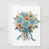Teal Roses and Orange Floral Bridesmaids Luncheon Einladung (Rückseite)