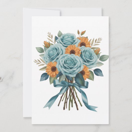 Teal Roses and Orange Floral Brunch & Bubbly Einladung (Rückseite)