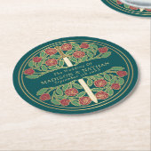 Teal Royal Medieval Gold Sword Wedding Runder Pappuntersetzer (Angewinkelt)