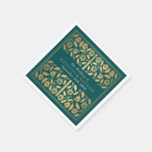 Teal Royal Medieval Gold Sword Wedding Serviette (Ecke)