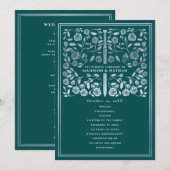 Teal Royal Medieval Silver Sword Wedding Program Programm (Vorne/Hinten)