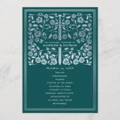 Teal Royal Medieval Silver Sword Wedding Program Programm (Vorderseite)