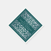 Teal Royal Medieval Silver Sword Wedding Serviette (Ecke)