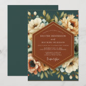 Teal Russet Painterly Wedding Einladung (Vorne/Hinten)