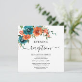 Teal Rust Orange Budget Rust Budget Wedding  Einladung (Stehend Vorderseite)