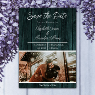 Teal Rustic Foto Save The Date