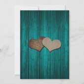 Teal Rustic Wood Burlap Hearts Mason Jar Wedding Einladung (Rückseite)