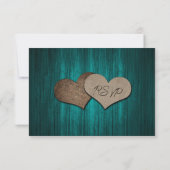 Teal Rustic Wood Mason Jar Rustic Fall Wedding RSVP Karte (Rückseite)