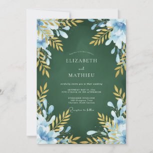 Teal Safran Gemalte Hochzeit Einladung