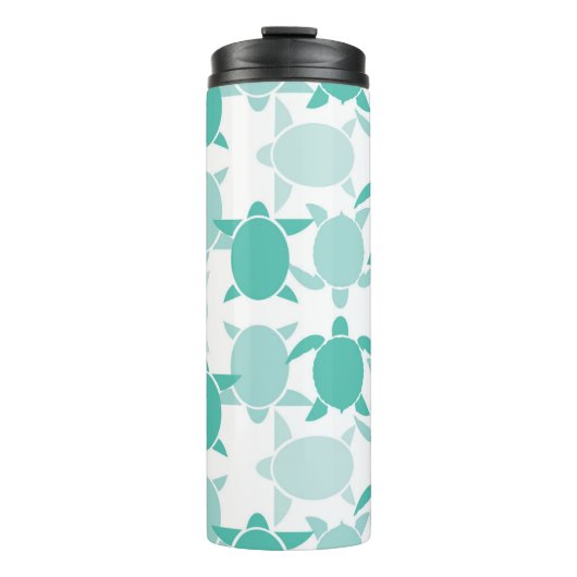 Teal-Schildkrötenmuster Thermosbecher (Vorderseite)