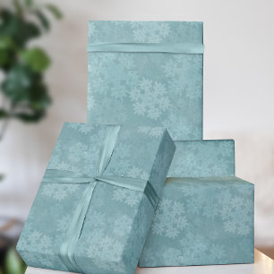 Teal-Schneeflocken-Muster Weihnachten Winterurlaub Geschenkpapier