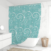 Teal-Schneeflocken-Winter Duschvorhang