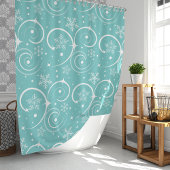 Teal-Schneeflocken-Winter Duschvorhang