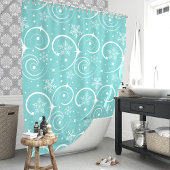 Teal-Schneeflocken-Winter Duschvorhang