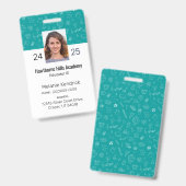 Teal School Icons Homeschool Educator ID Badge Ausweis (Vorder- & Rückseite)