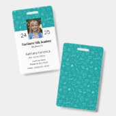 Teal School Icons Homeschool Student ID Badge Ausweis (Front & Back)