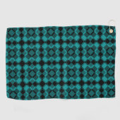Teal Schwarz Karo Argyle-Muster Golfhandtuch (Horizontal)