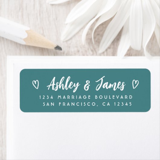 Teal Script Couple Wedding Return Address (Insitu)