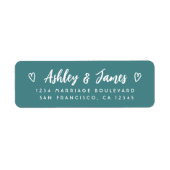 Teal Script Couple Wedding Return Address (Vorne)