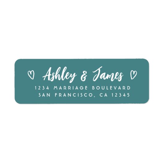Teal Script Couple Wedding Return Address (Vorne)