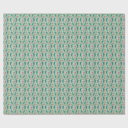 Teal Seahorse Pattern Geschenkpapier (Flach)