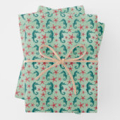 Teal Seahorse Pattern Geschenkpapier Set (Beispiel)