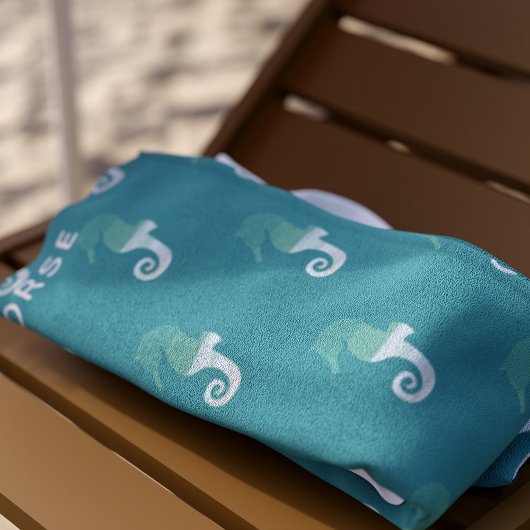 Teal Seahorse Pattern Ocean Green Strandtuch