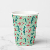 Teal Seahorse Pattern Pappbecher (Rechts)