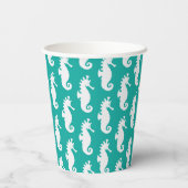 Teal Seahorse Pattern Pappbecher (Rückseite)