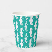 Teal Seahorse Pattern Pappbecher (Rechts)